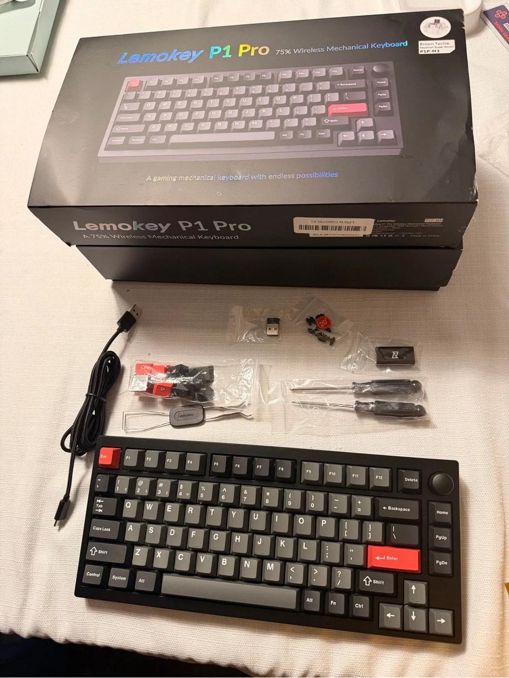 P1 Pro Wireless Mechanical Keyboard - Black with Red Accents